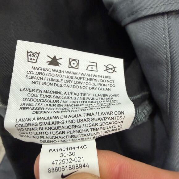 Nike Golf Dri-Fit Tech Pants Mens 30x30 Gray Flat Front Chino Golfing 472532-021 - Picture 5 of 10